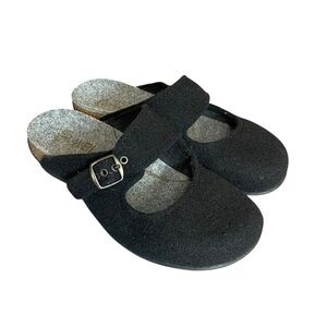 Dr. Weil Fiesta black wool Orthoheel mules 8